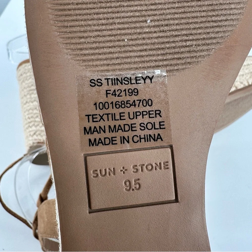 Sun + Stone Tinsleyy Strappy Espadrille Platform Wedge Sandals in Tan size 9.5
